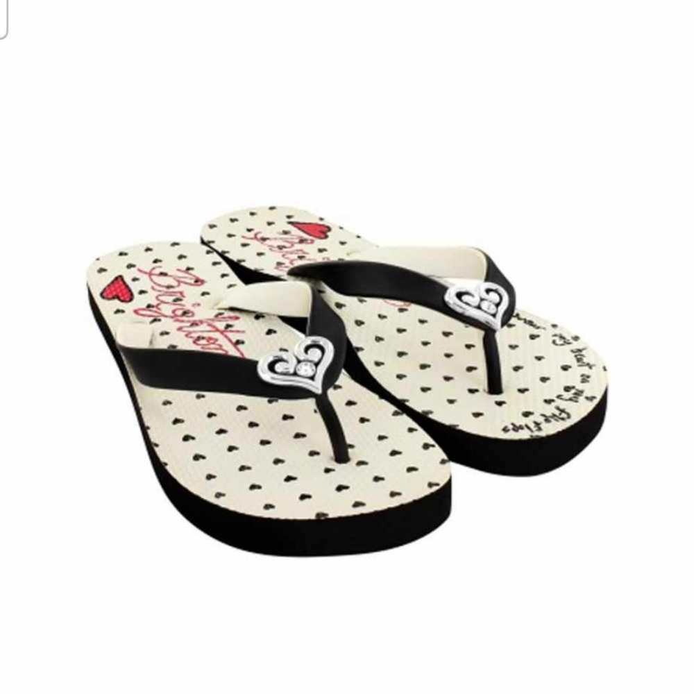 Brighton Hearts Black Flip Flops - Picture 1 of 12